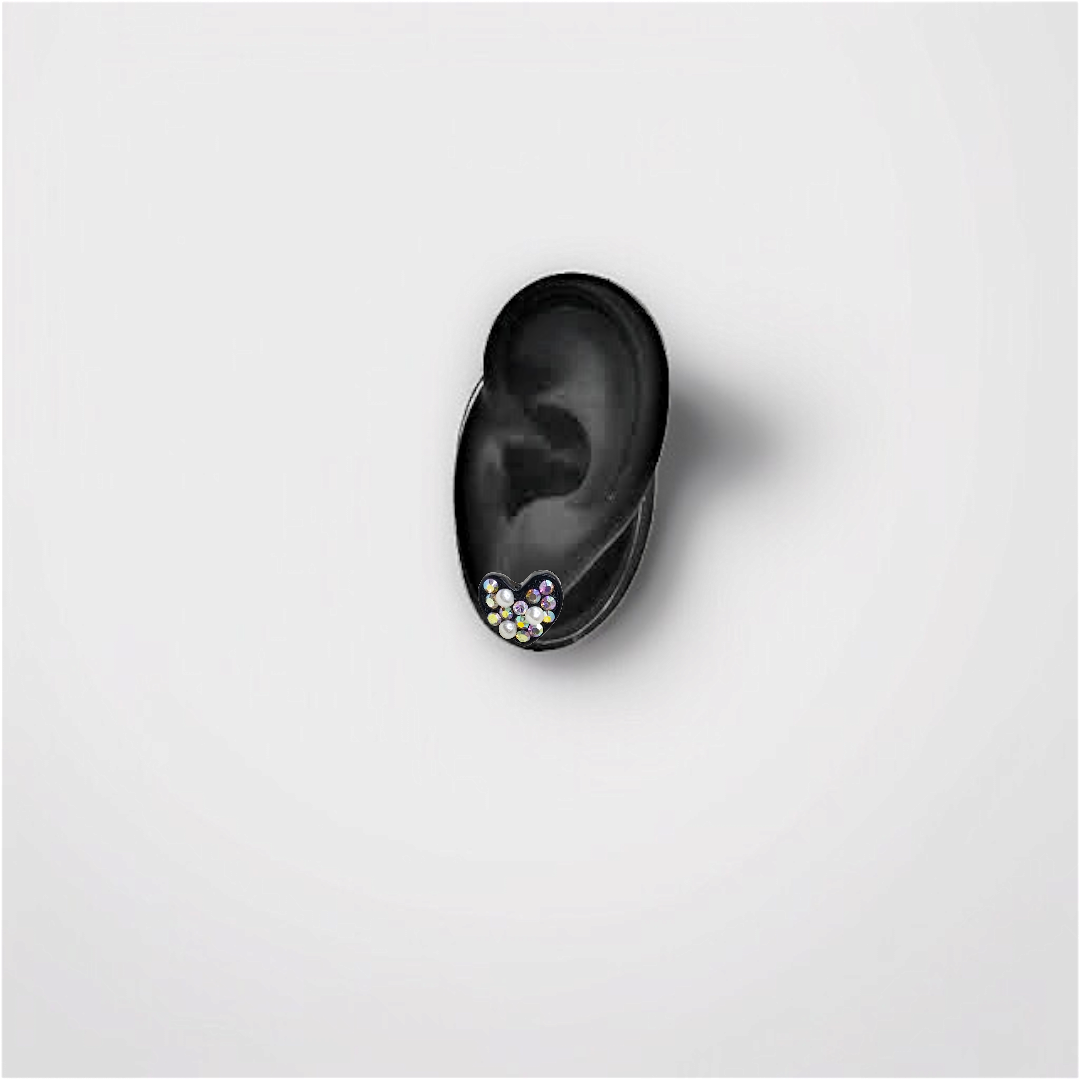 Pearl & Crystal Heart Studs by Celvyn