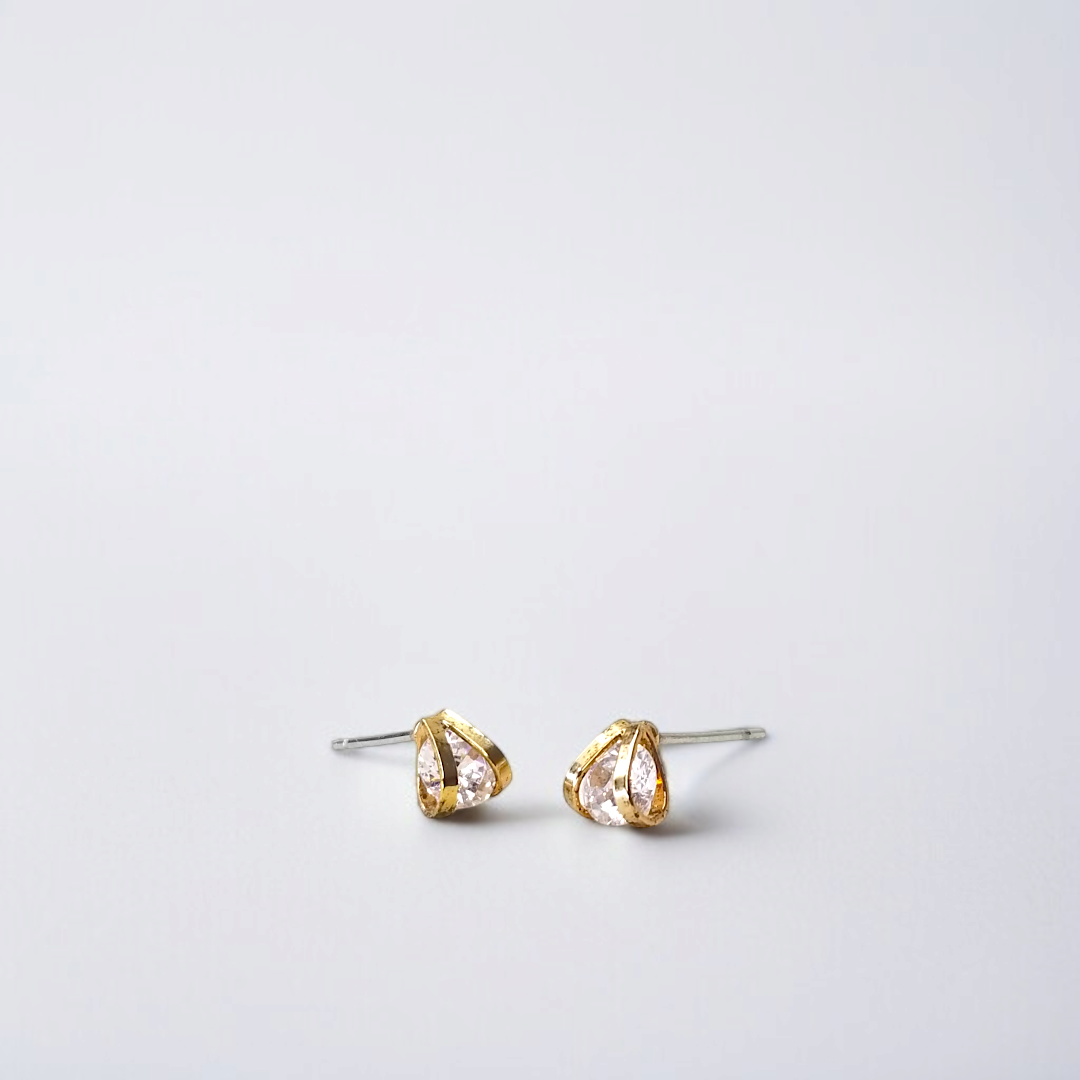 Gold Caged Crystal Stud Earrings