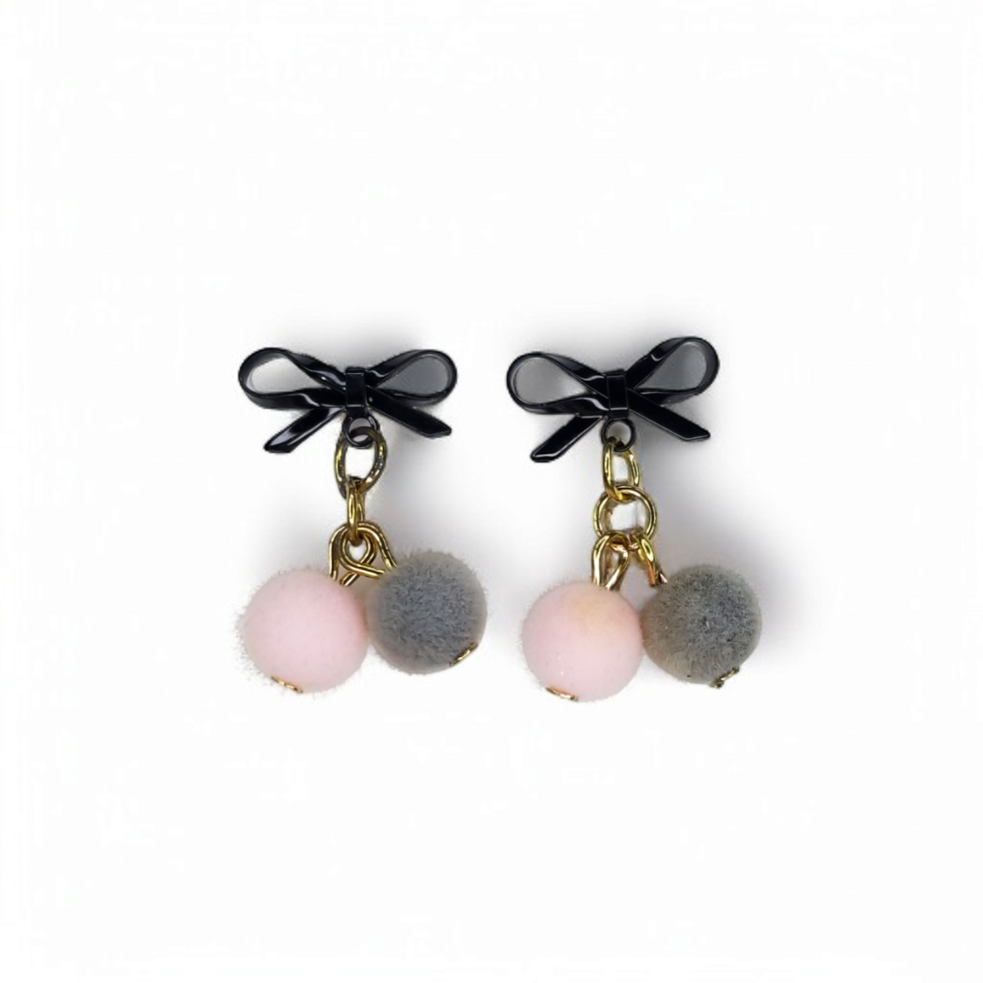 Pink & Grey Pom Pom Drop