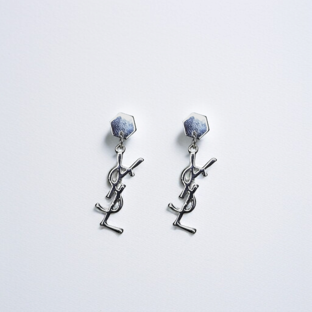 Hexagon & Monogram-Inspired Statement Earrings