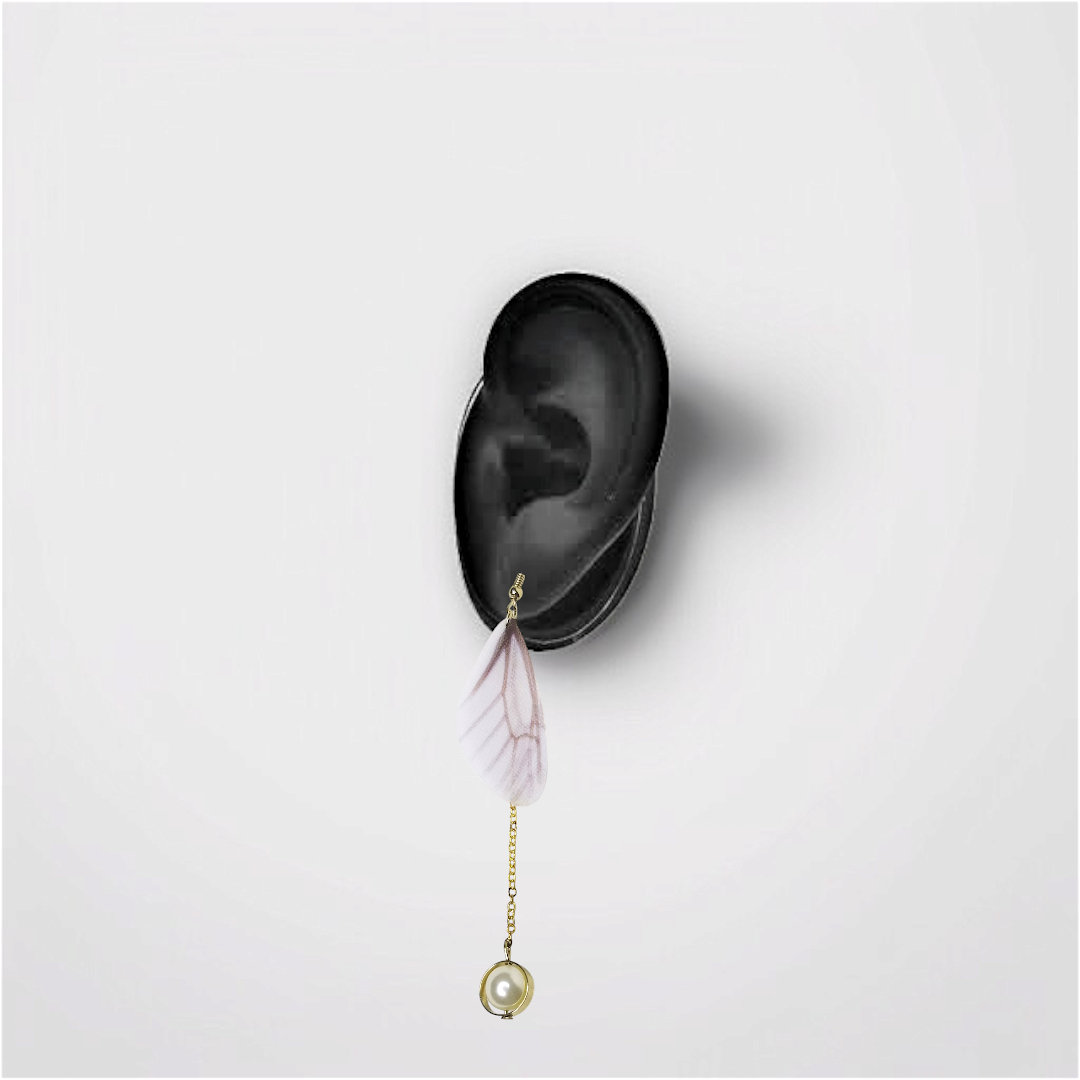 Butterfly Wing & Pearl Dangle Earrings