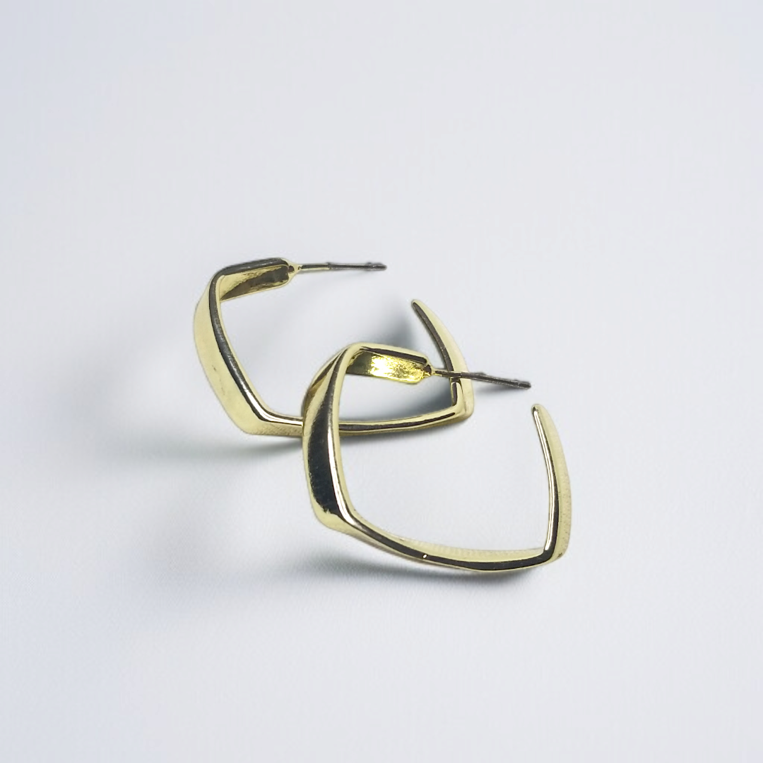 Modern Golden Square Hoop Earrings