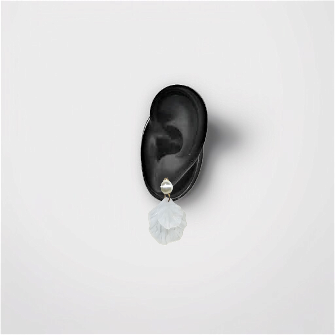 Pearl & White Textured Petal Earrings