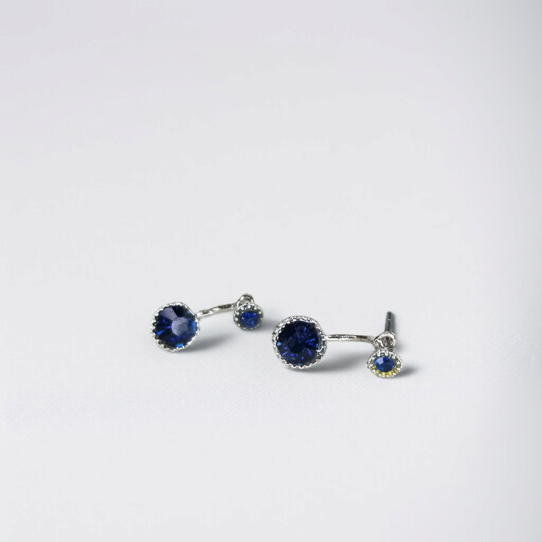 Blue Crystal Front-Back Earrings
