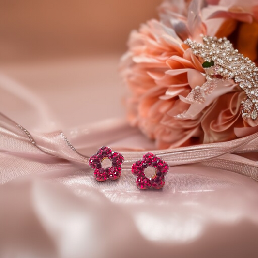 Crystal Flower Stud Earrings