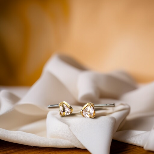 Gold Caged Crystal Stud Earrings