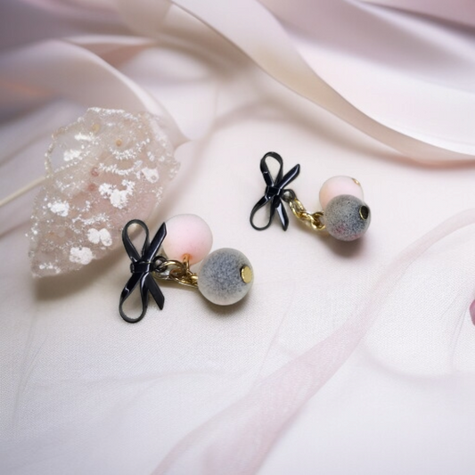 Pink & Grey Pom Pom Drop