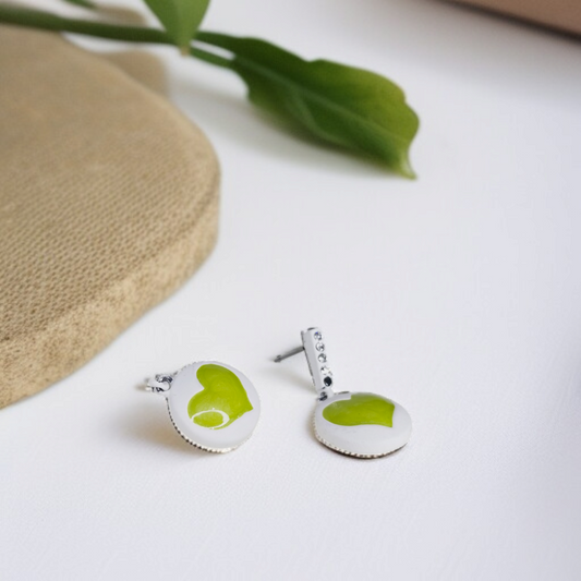 White & Green Heart Dangles