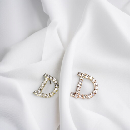 'D' Crystal Earrings