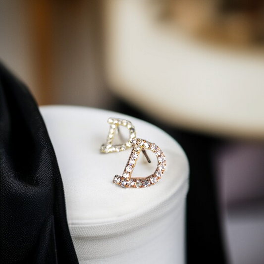 'D' Crystal Earrings