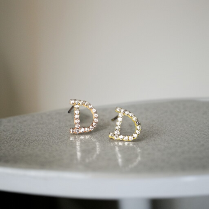'D' Crystal Earrings