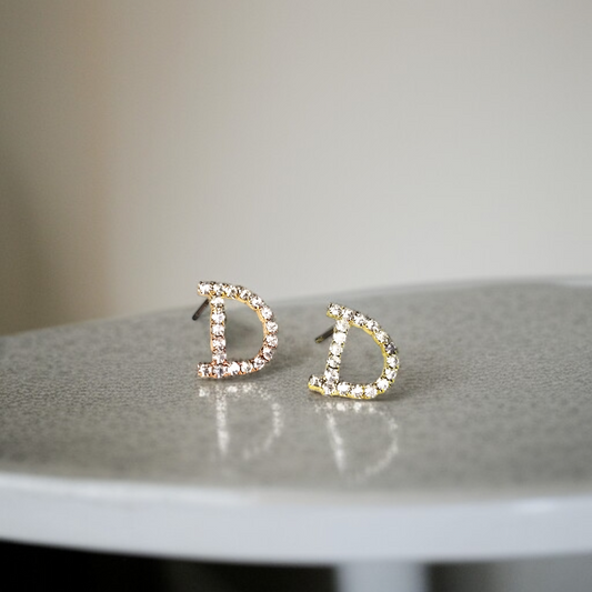 'D' Crystal Earrings