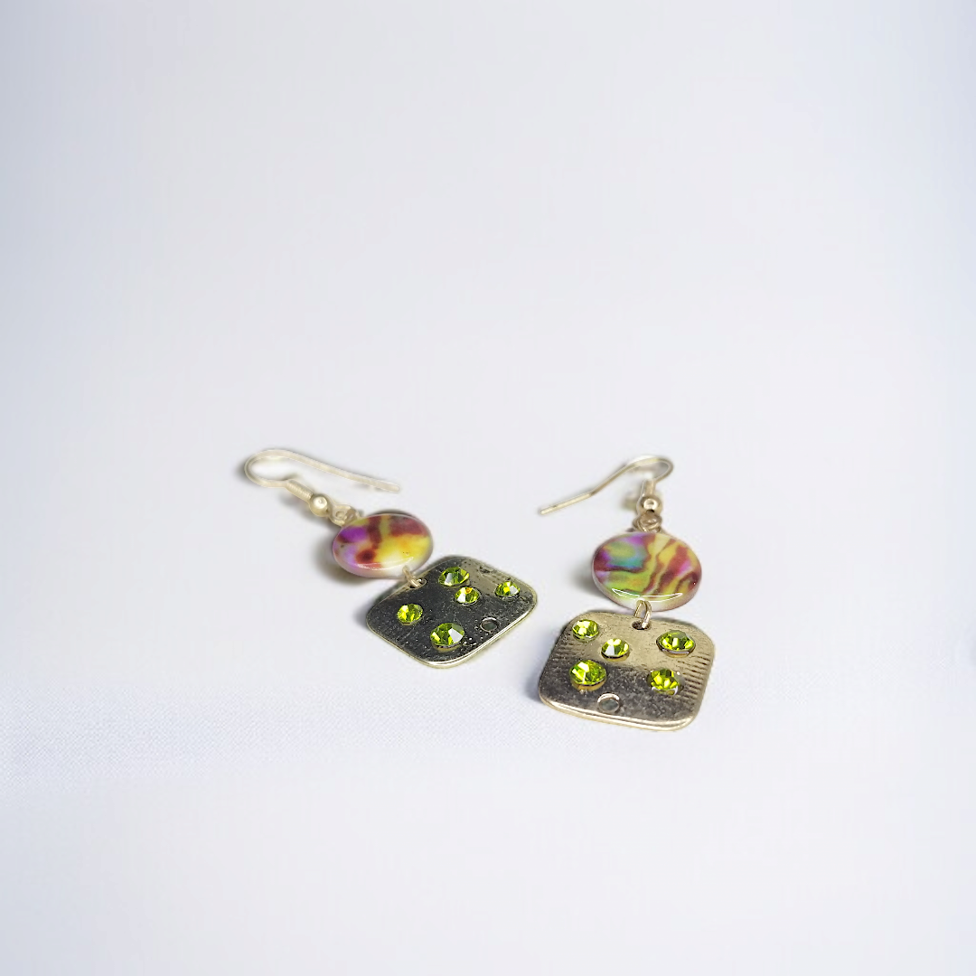 Gold Tone & Colorful Crystal Dangles