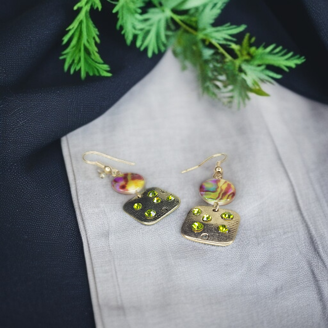 Gold Tone & Colorful Crystal Dangles