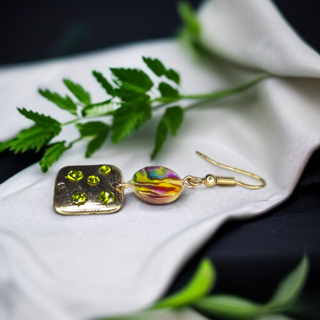 Gold Tone & Colorful Crystal Dangles