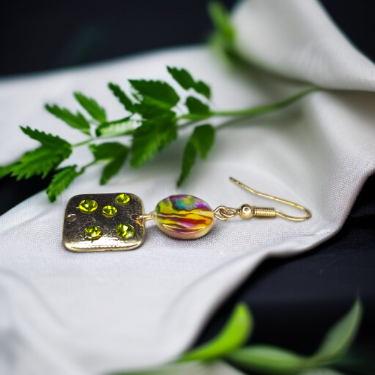 Gold Tone & Colorful Crystal Dangles