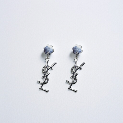 Hexagon & Monogram-Inspired Statement Earrings