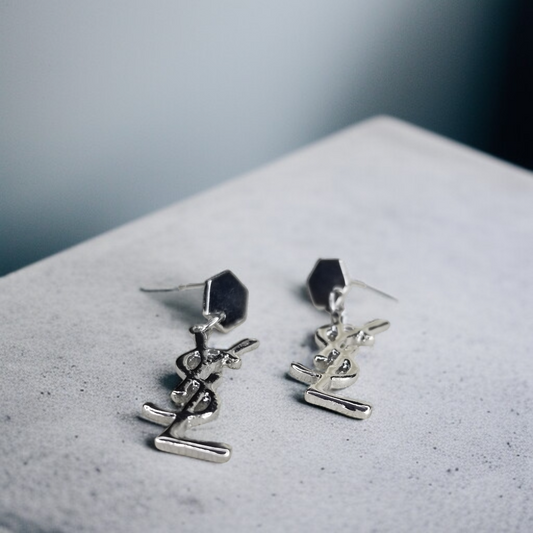 Hexagon & Monogram-Inspired Statement Earrings