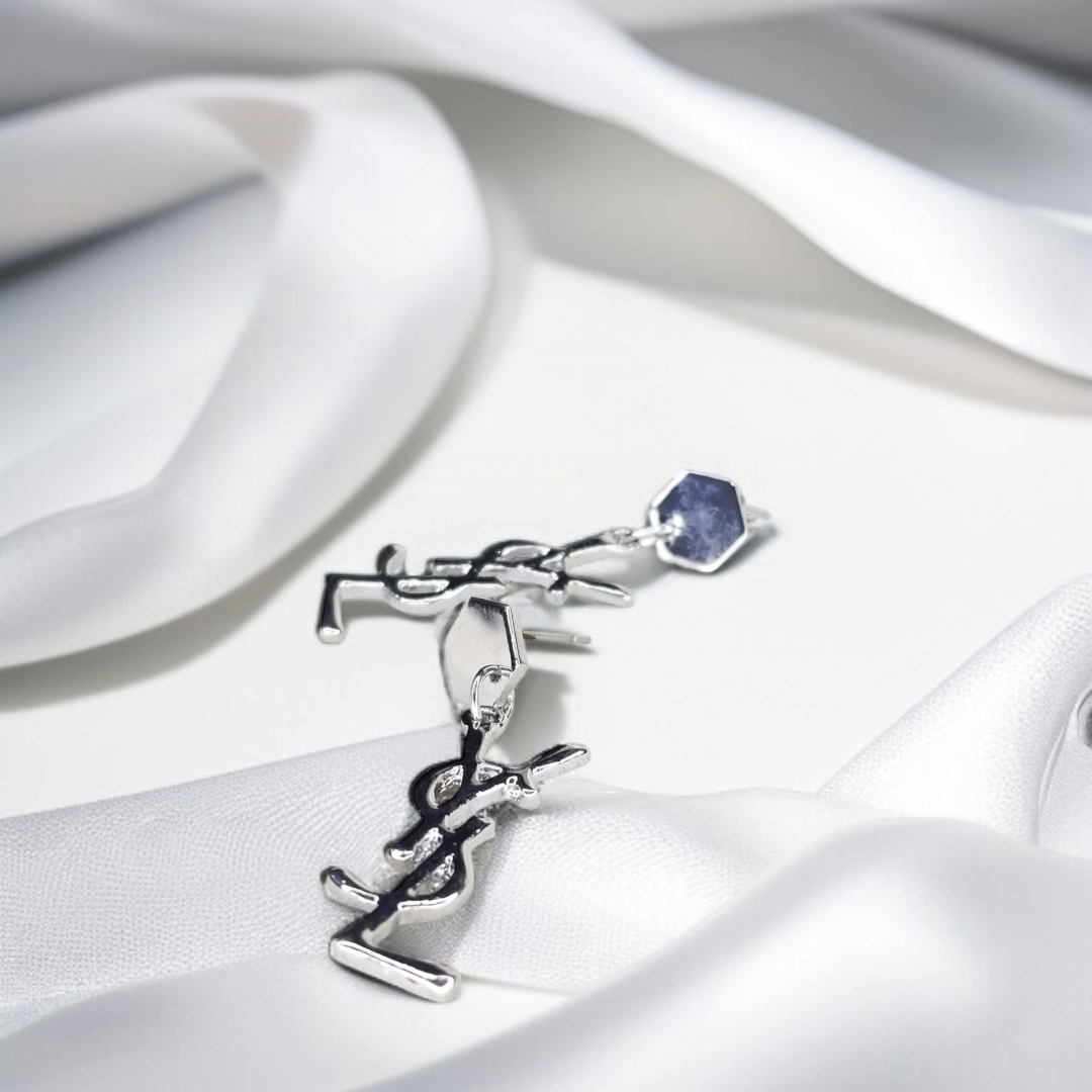 Hexagon & Monogram-Inspired Statement Earrings