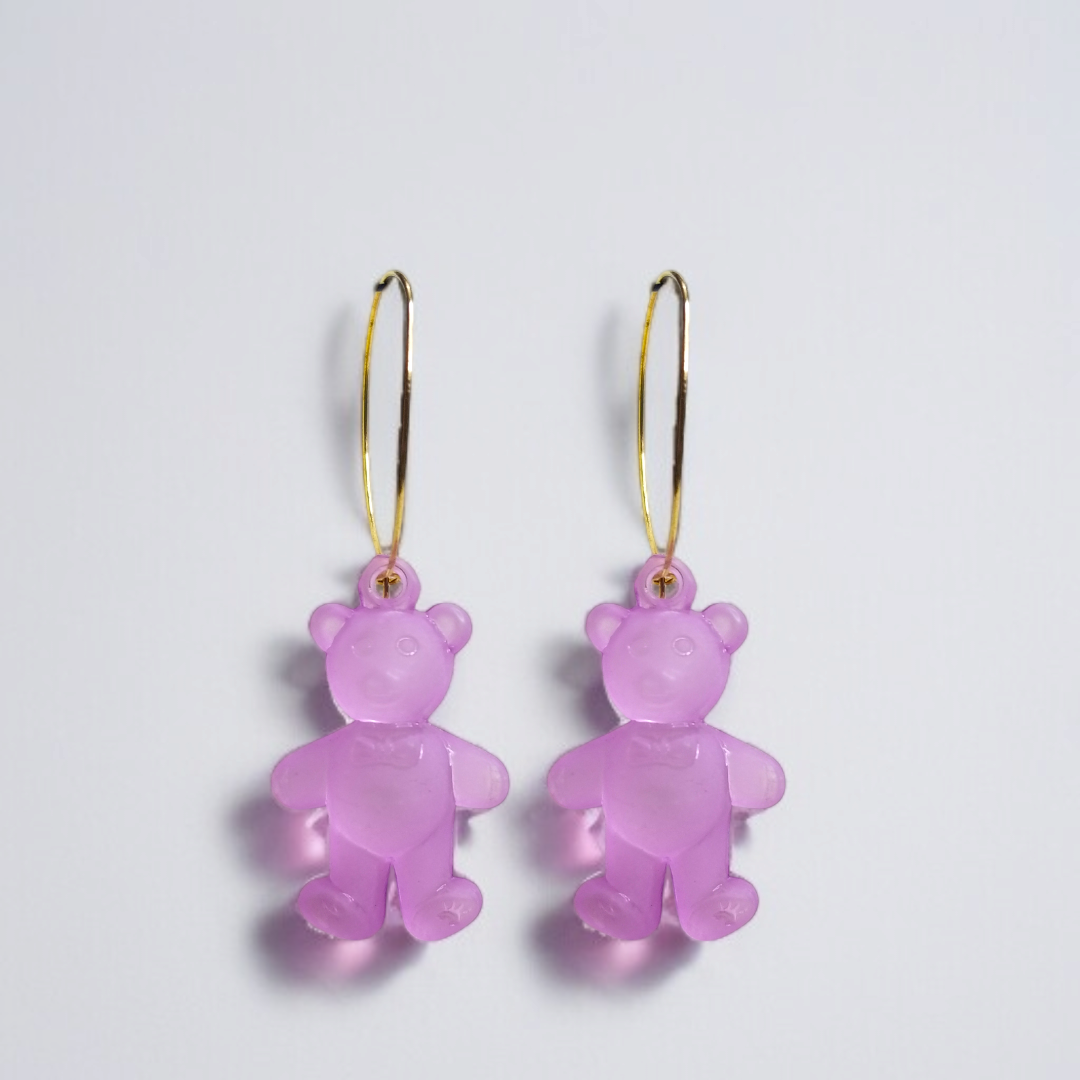Playful Translucent Jelly Bear Hoops