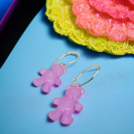 Playful Translucent Jelly Bear Hoops