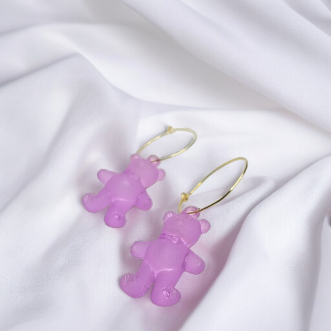 Playful Translucent Jelly Bear Hoops