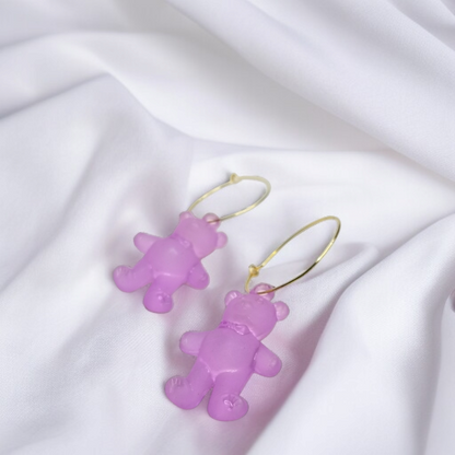 Playful Translucent Jelly Bear Hoops