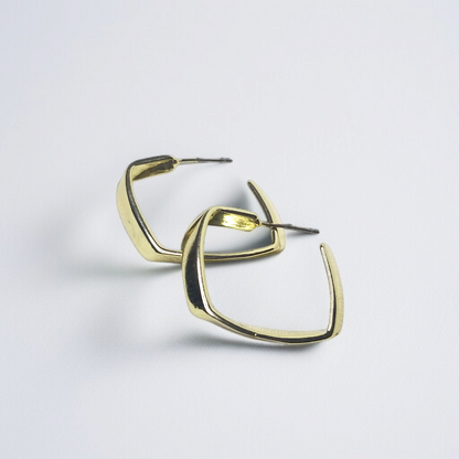 Modern Golden Square Hoop Earrings