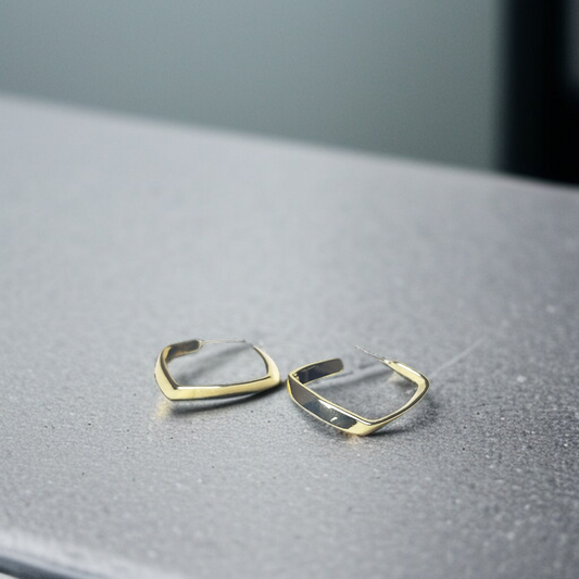 Modern Golden Square Hoop Earrings