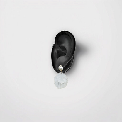 Pearl & White Textured Petal Earrings