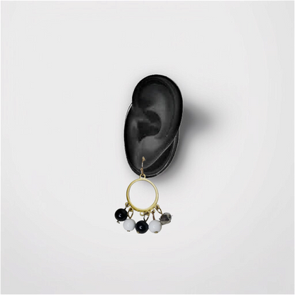 Black & White Beaded Hoop Earrings