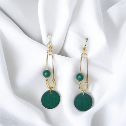 Chic Green Drop Earrings by Celvyn