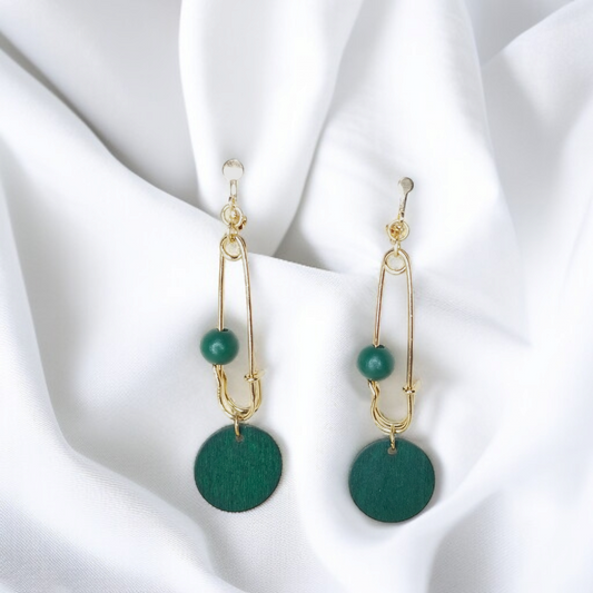 Chic Green Drop Earrings by Celvyn