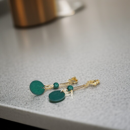 Chic Green Drop Earrings by Celvyn