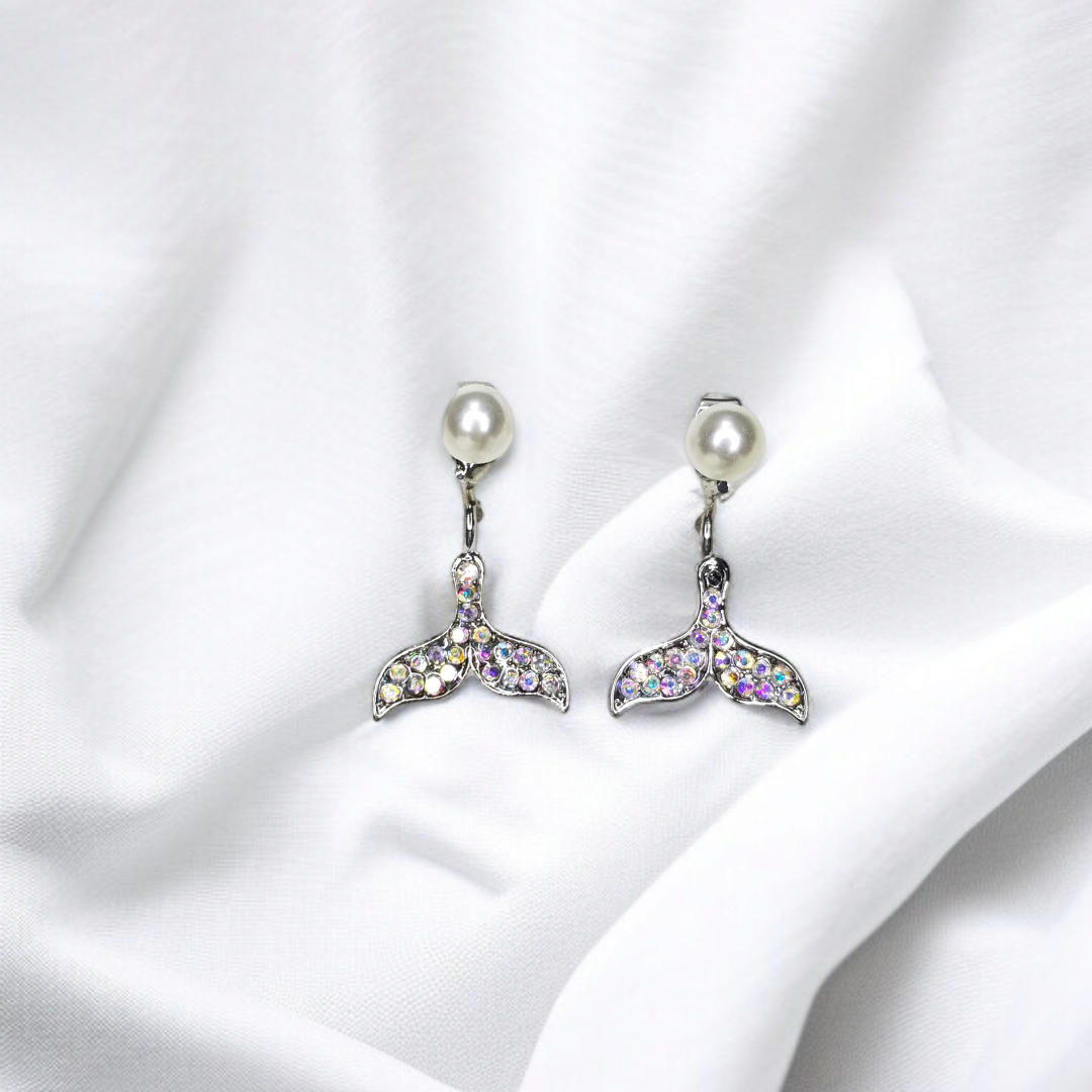 Pearl & Sparkling Mermaid Tail Earrings