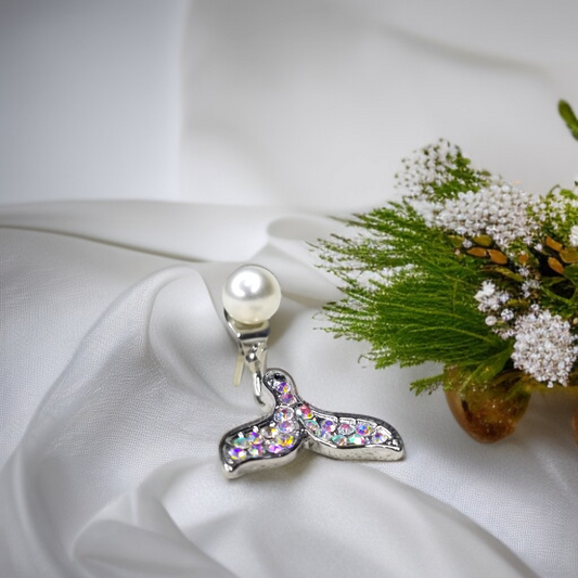 Pearl & Sparkling Mermaid Tail Earrings