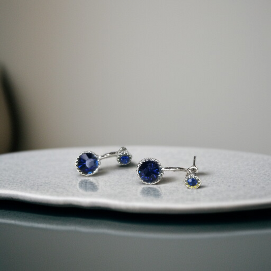 Blue Crystal Front-Back Earrings