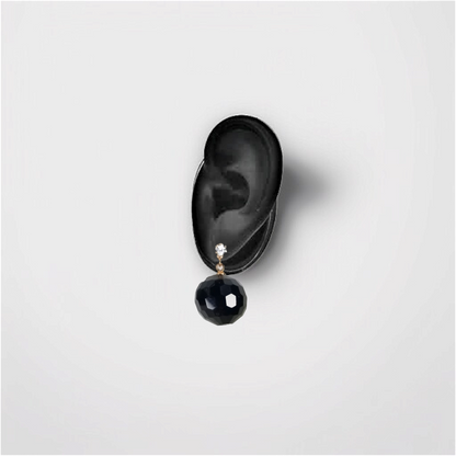 Faceted Black Onyx-Style Stud Earrings