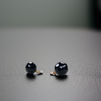 Faceted Black Onyx-Style Stud Earrings